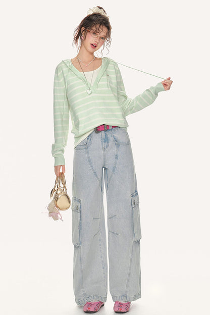 High-Waisted Denim Pants