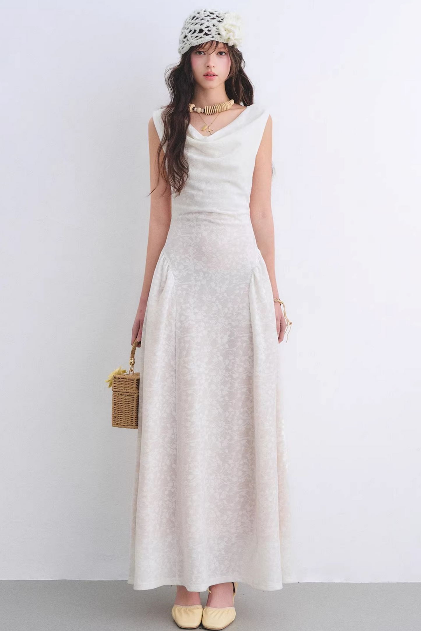 Off-White Lace Jacquard Dress