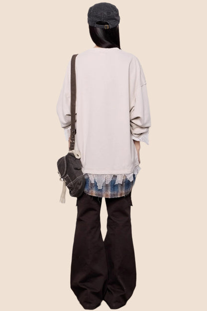 Casual Dog Print Crewneck Top