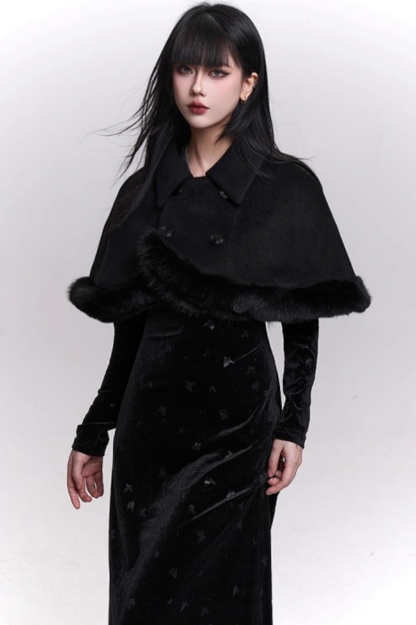 Ghostly Woolen Cape Coat