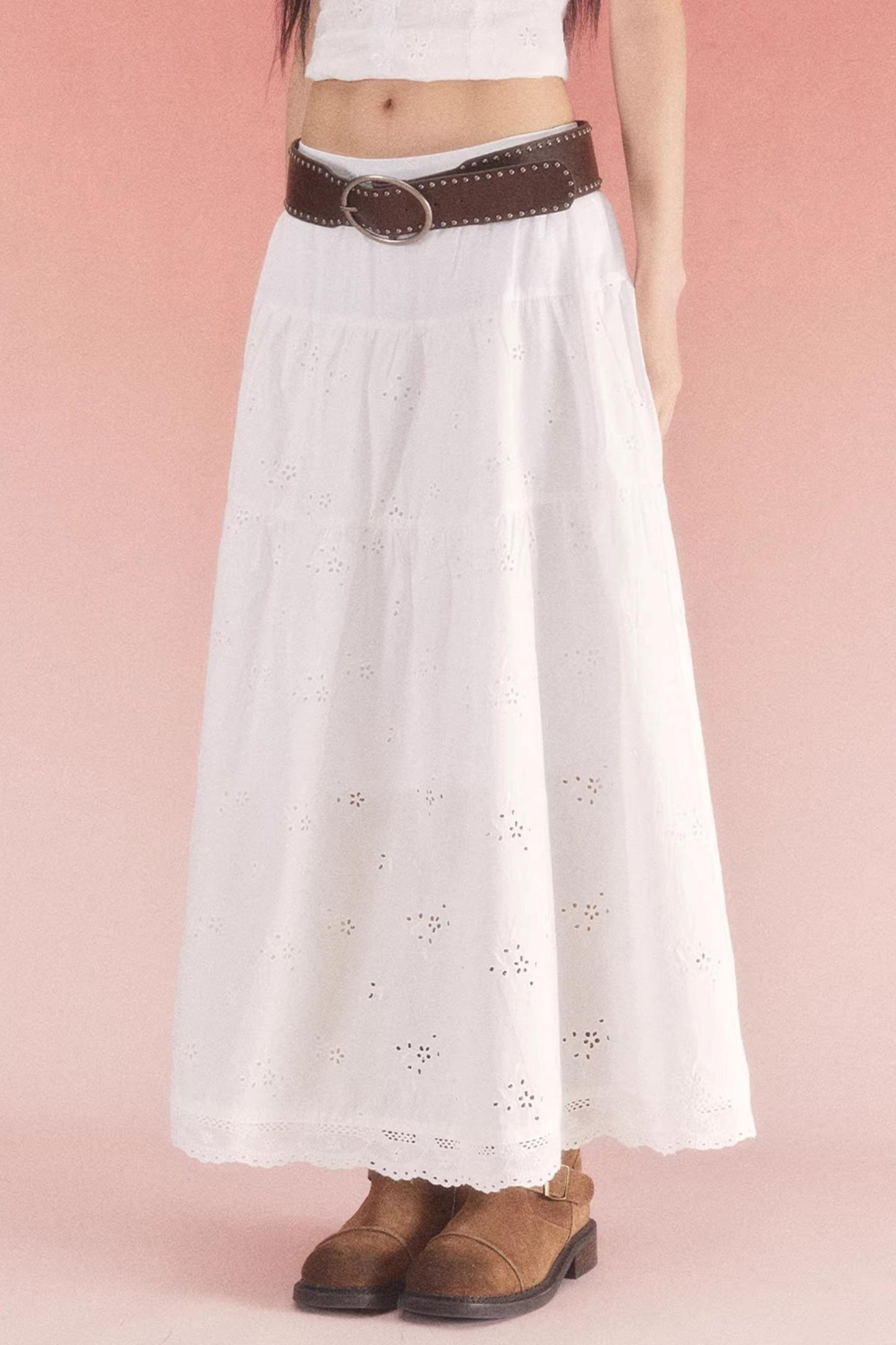 High-Waisted Jacquard A-Line Skirt