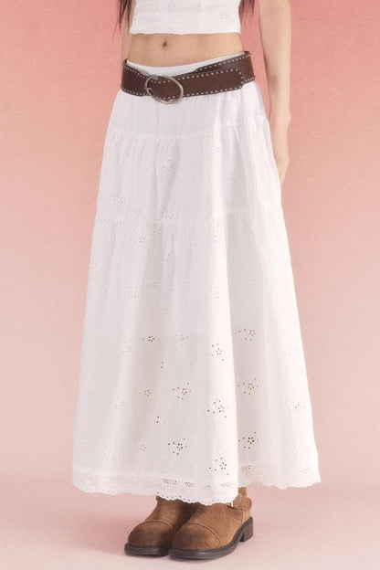 High-Waisted Jacquard A-Line Skirt