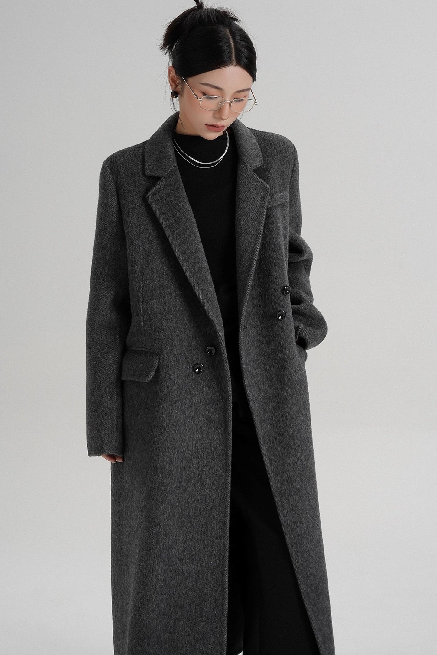 Reversible Long Shoulder Wool Coat
