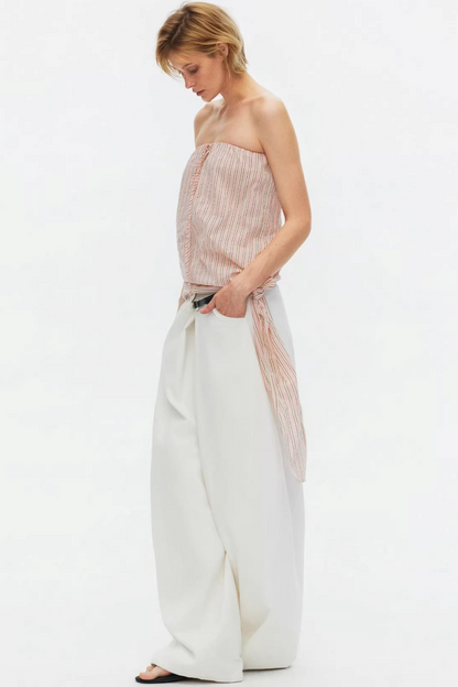 Lightweight Striped Tie-Front Top