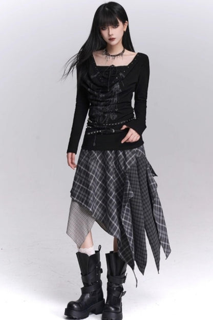 Irregular Plaid Autumn Skirt