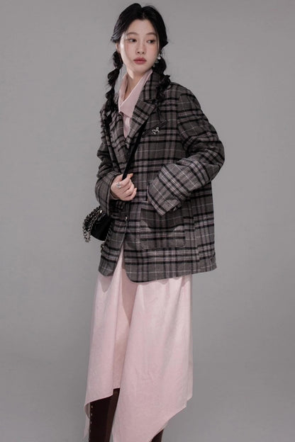 Gray Patchwork Tweed Jacket