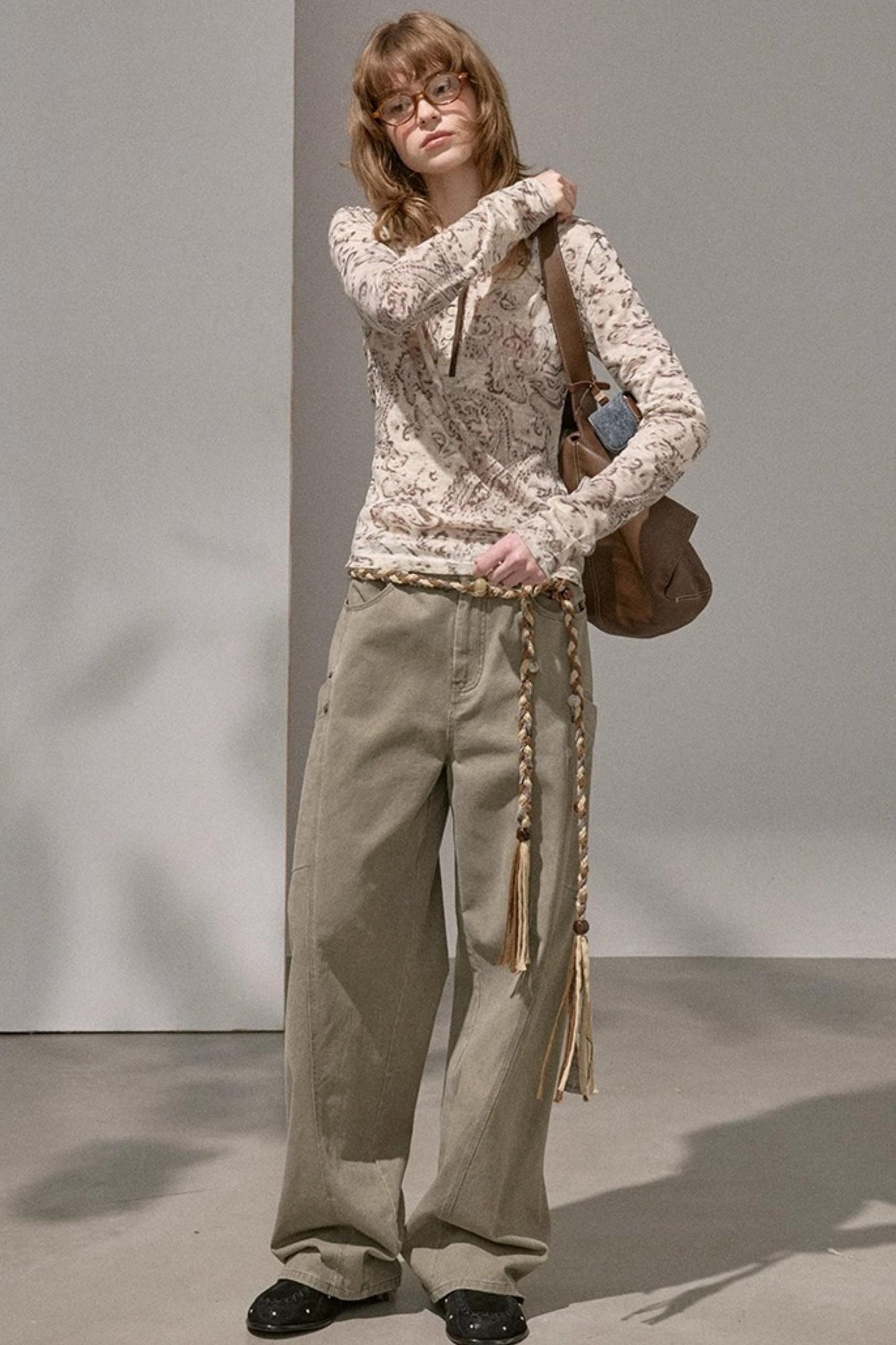 Cashew Flower Slim Print Knitted Top