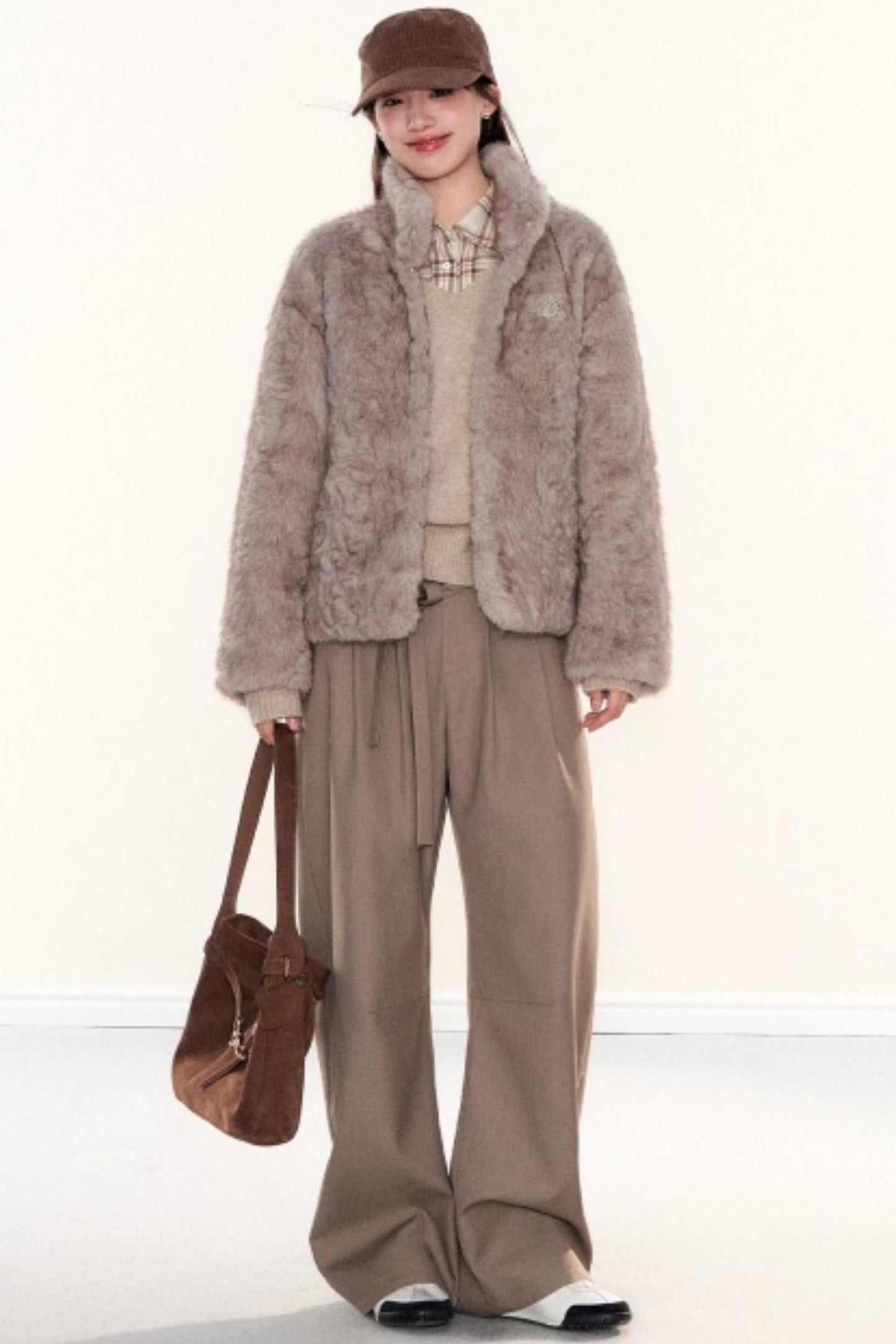 Stand-Up Collar Fur Coat