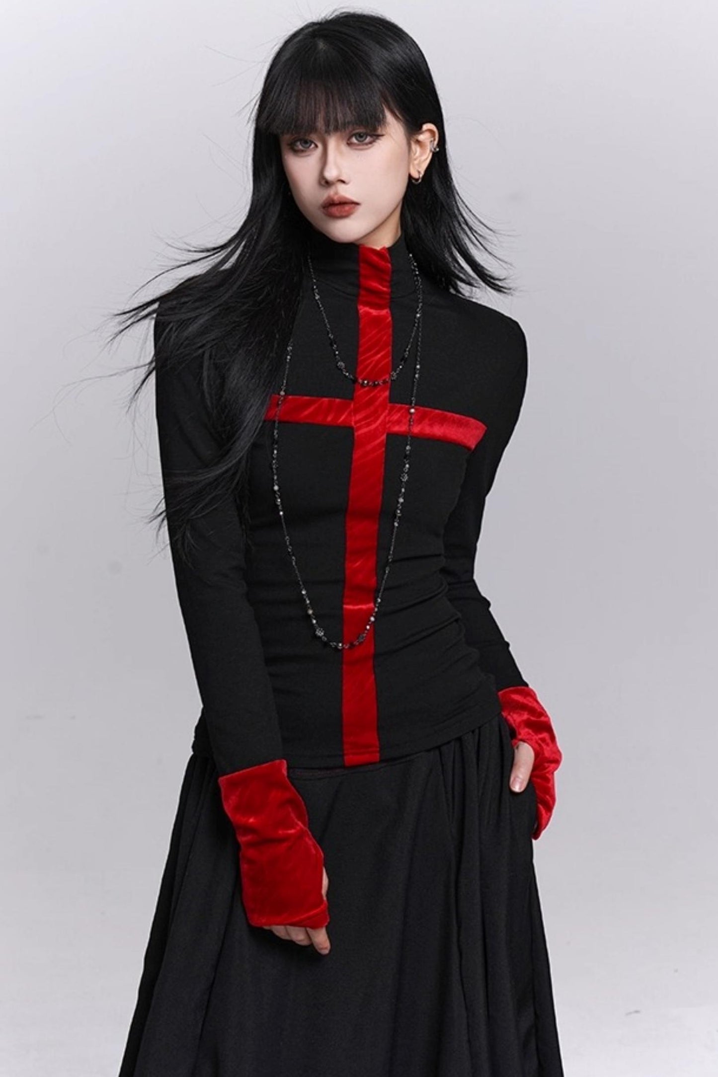 Gothic Cross Collar Top