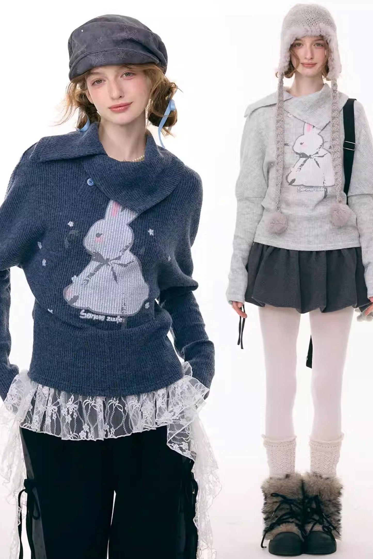 Rabbit Print Knitted Top