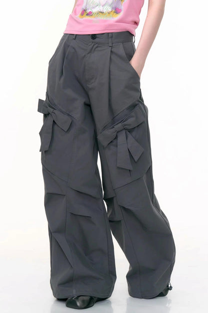 American Retro High Waist Cargo Trousers
