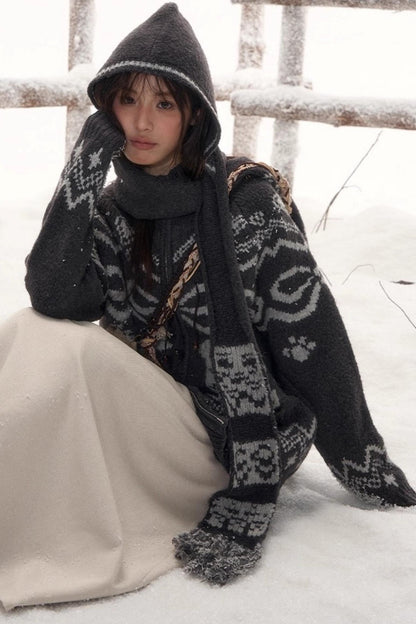 Retro Wool Scarf Hat