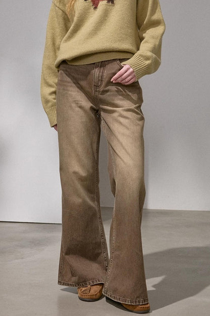 Embroidered Flared Denim Pants