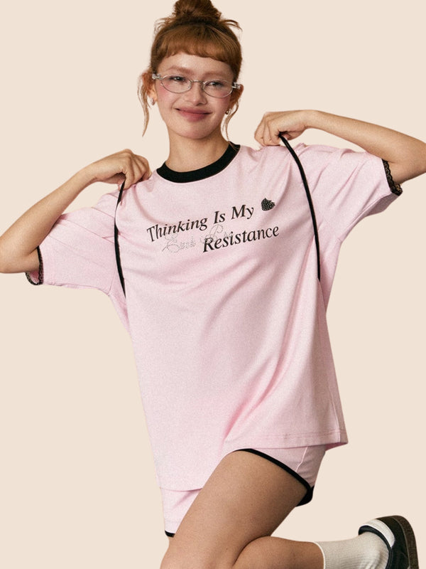 American Vintage Lace T-Shirt Shorts Set