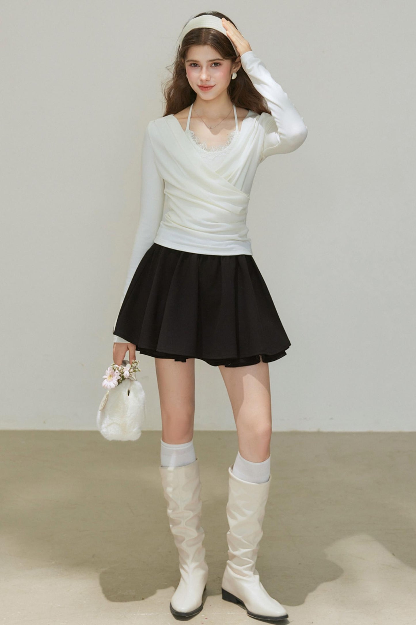 White Wool Blend Top