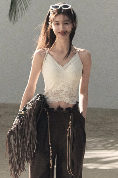 Lange Hose aus plissiertem Mikro-Samt