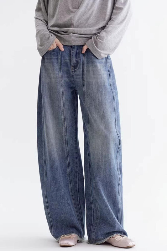 Washed Blue Split Pants