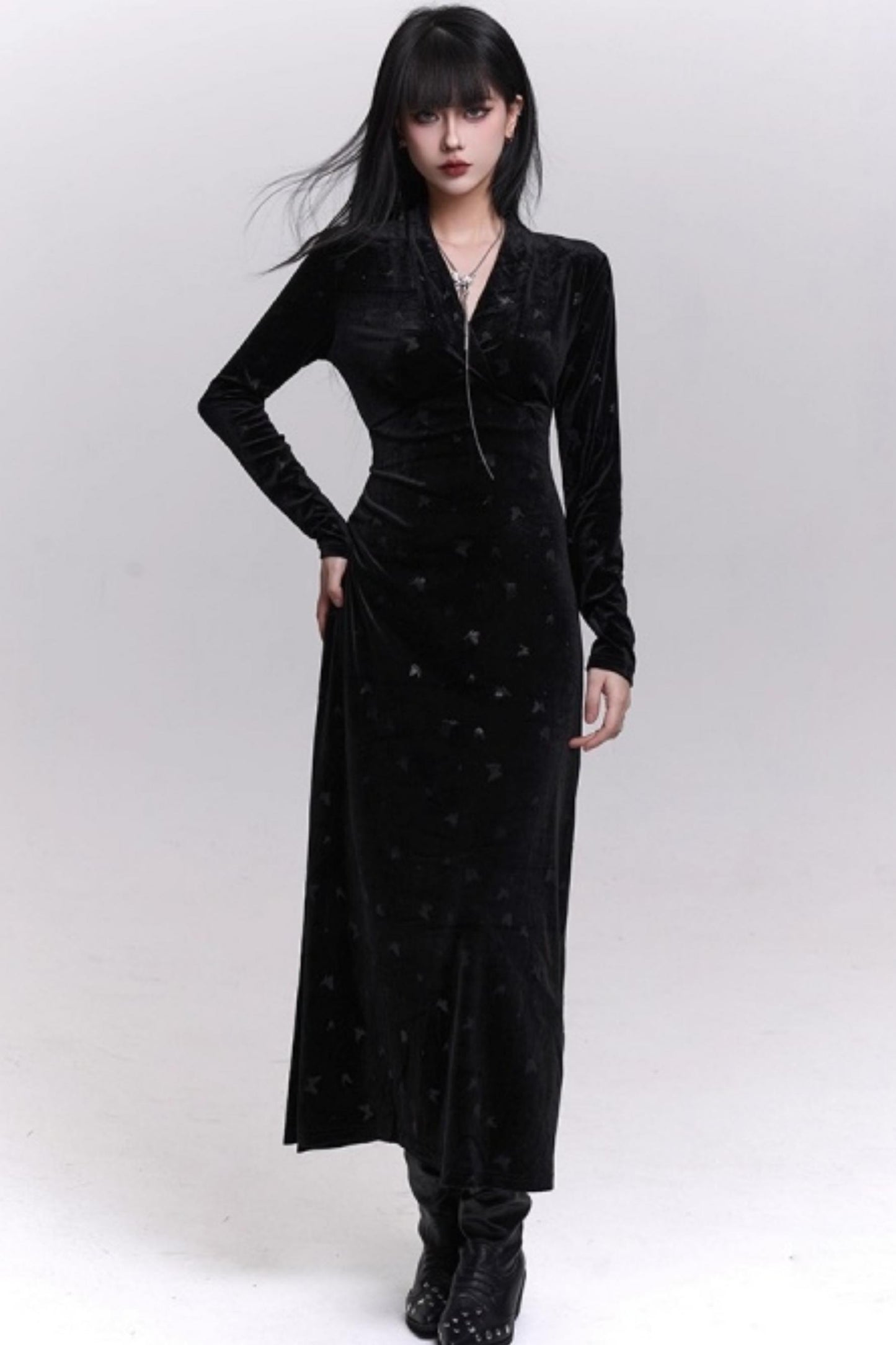Black Velvet Butterfly Dress