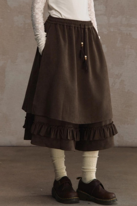 Shirred Culottes Loose Retro Skirt