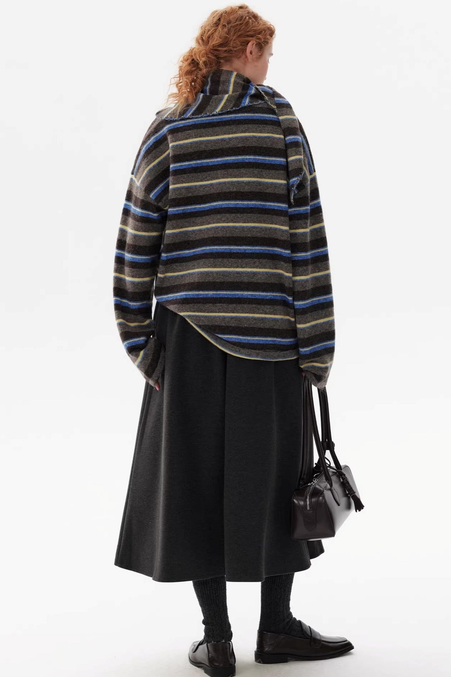 Color-Blocked Wool Knit Sweater Set-Up