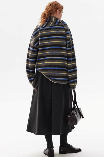 Color-Blocked Wool Knit Sweater Set-Up