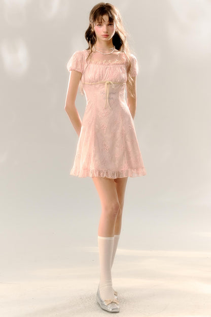 Butterfly Lace Summer-Autumn Short Dress