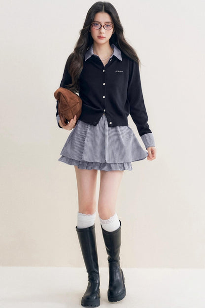 Elite Wool-Blend Plaid Cardigan Set-Up