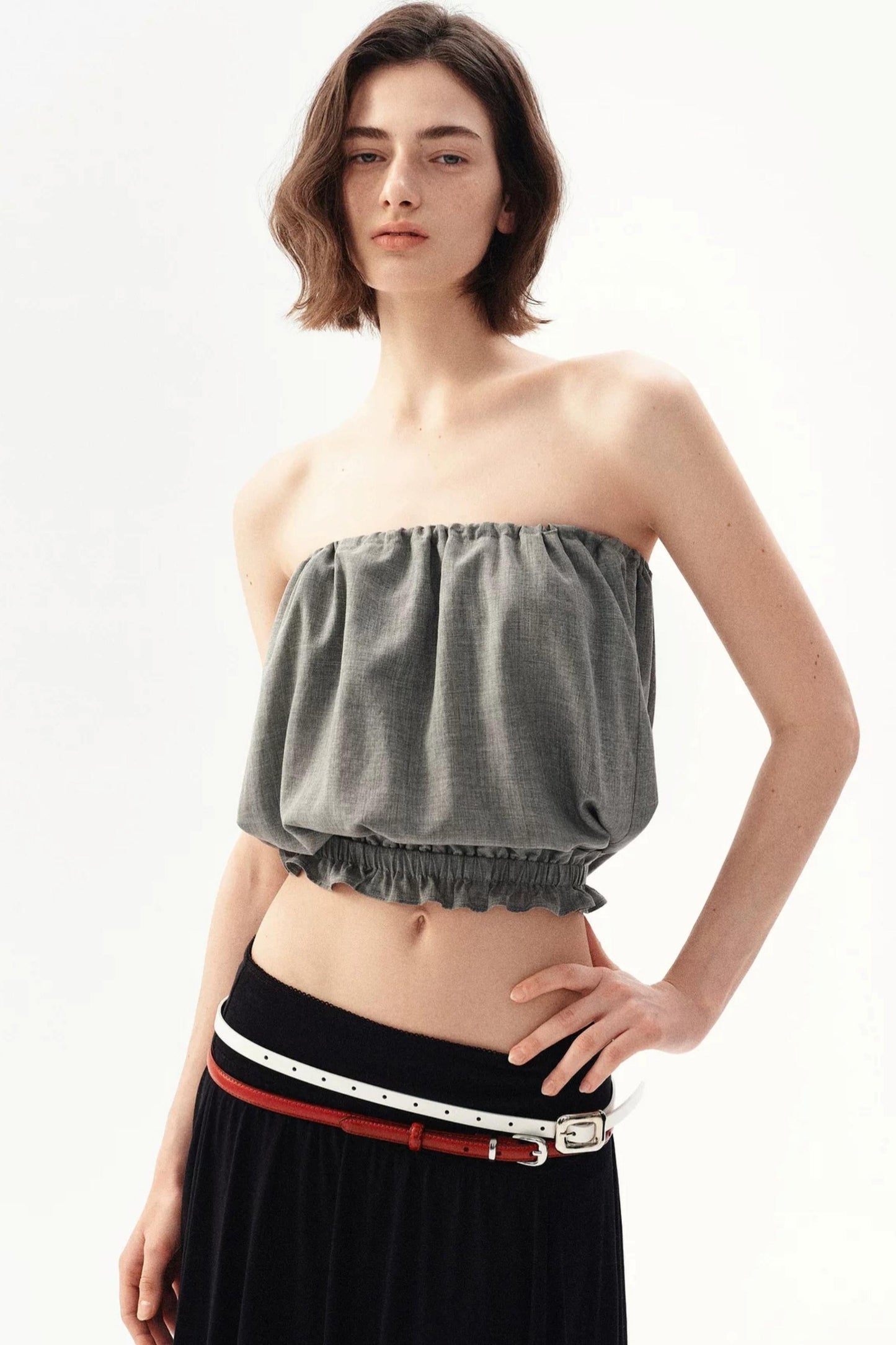 Kurzes Tube-Top aus Wollmischung