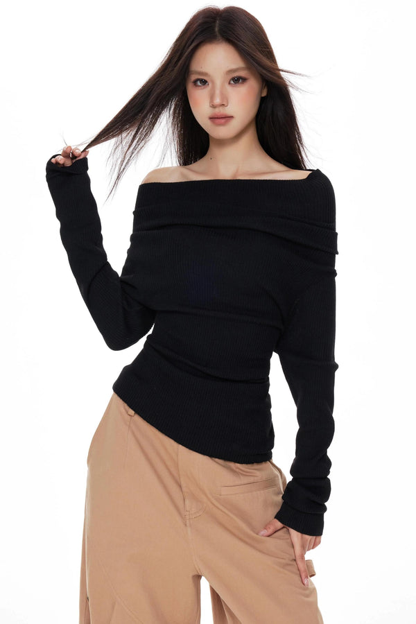 One-Shoulder Knit Sweater