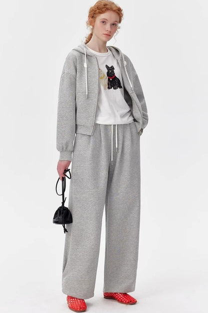 Gray Luxe Zip-Up Pants Set