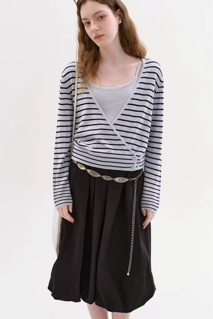 텐셀 스트라이프 가디건 세트