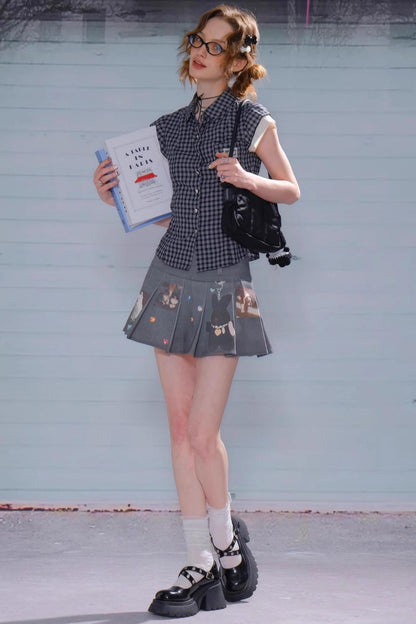 Animal Pleated Skirt