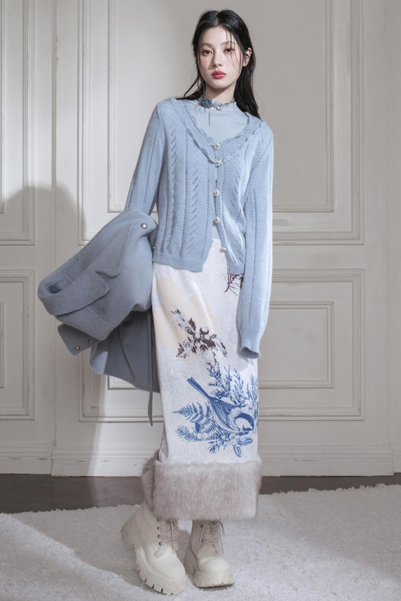 Winter Night Snow Scene Skirt