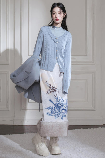 Winter Night Snow Scene Skirt