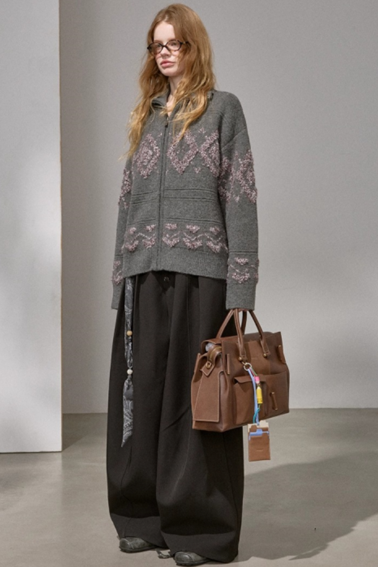 Diamond Pattern Knitted Cardigan