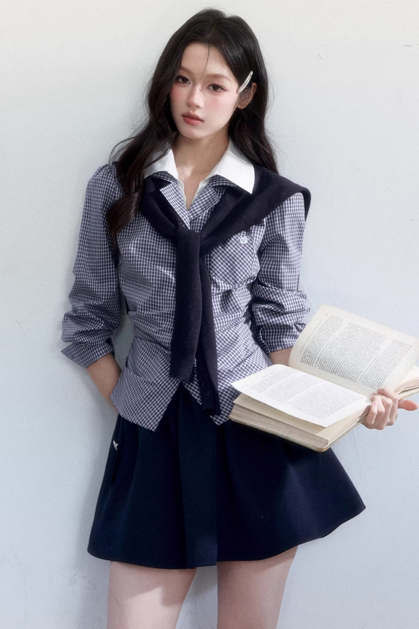 Plaid Intellectual Blouse Set-Up