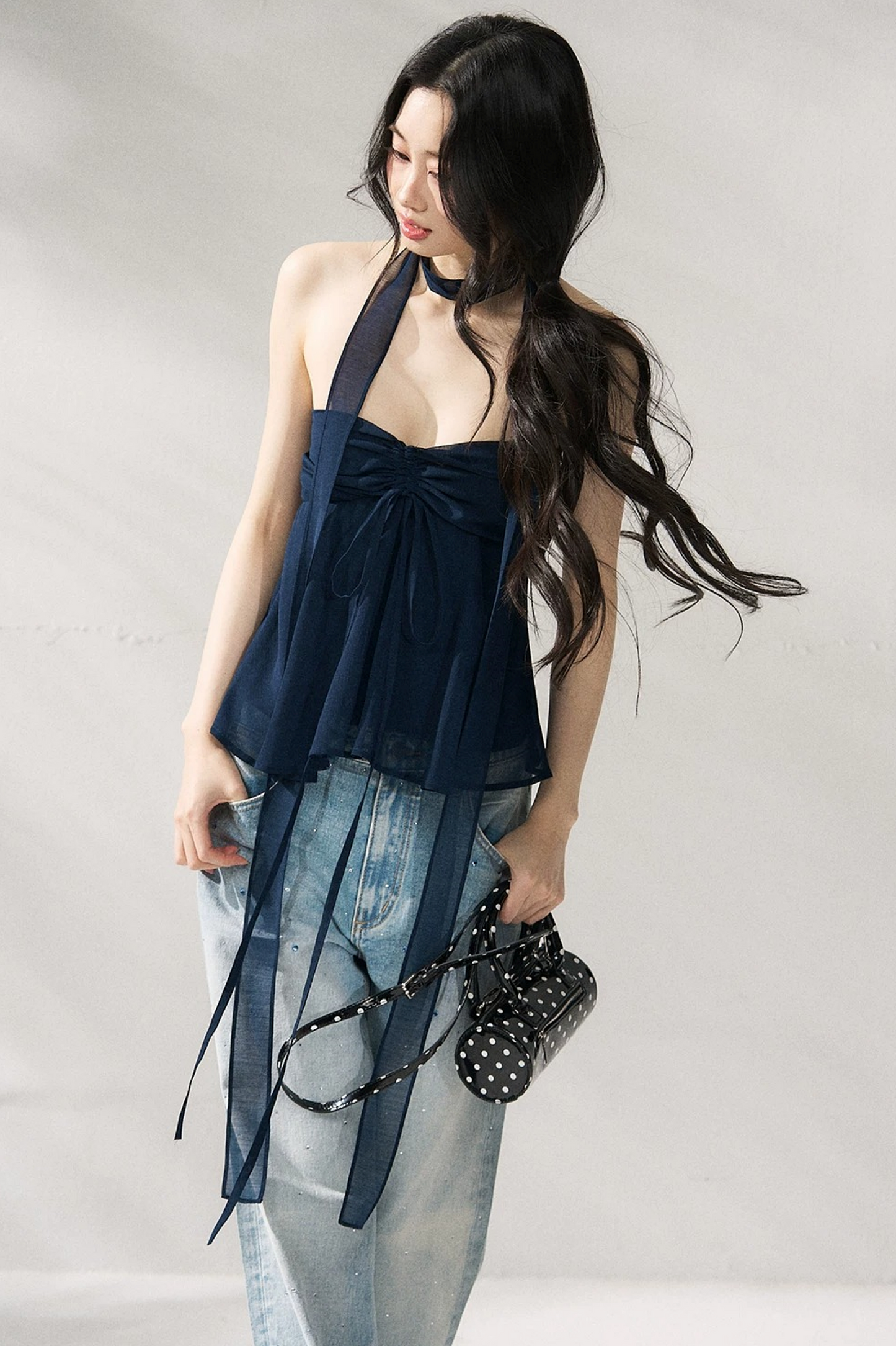 Two-Tone Halter Tube Top