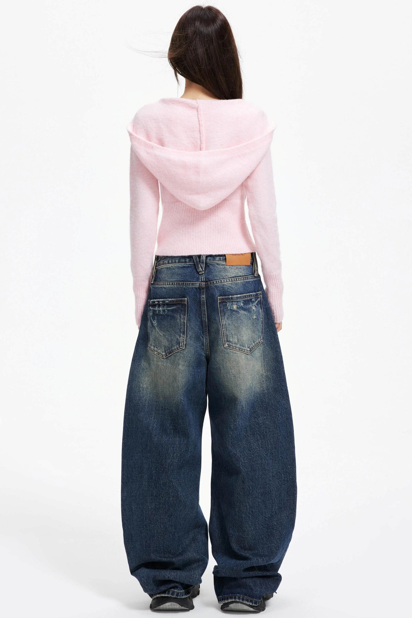 American Distressed Denim Wide-leg Pants