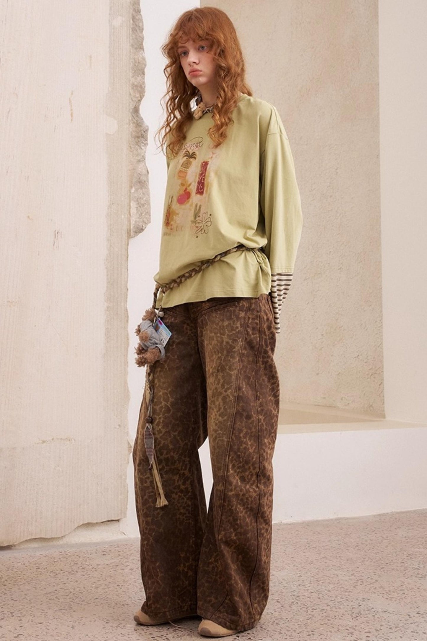 Leopard Split Wide Leg Pants