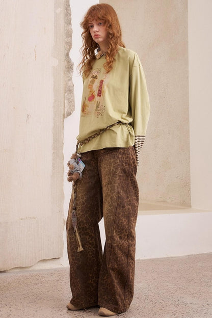 Leopard Split Wide Leg Pants