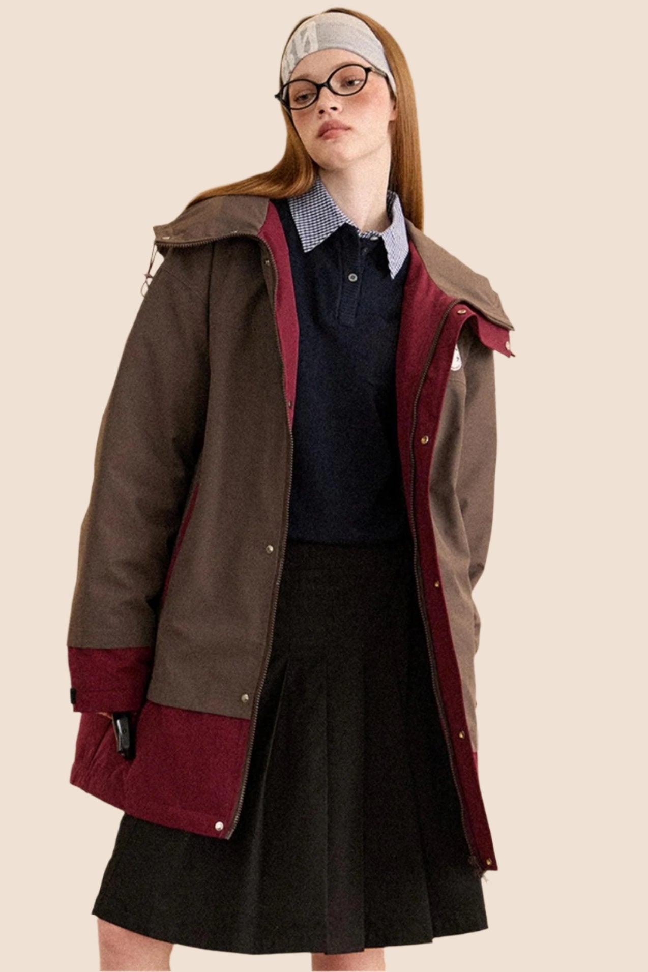 Retro Lapel Mid-Length Down Jacket