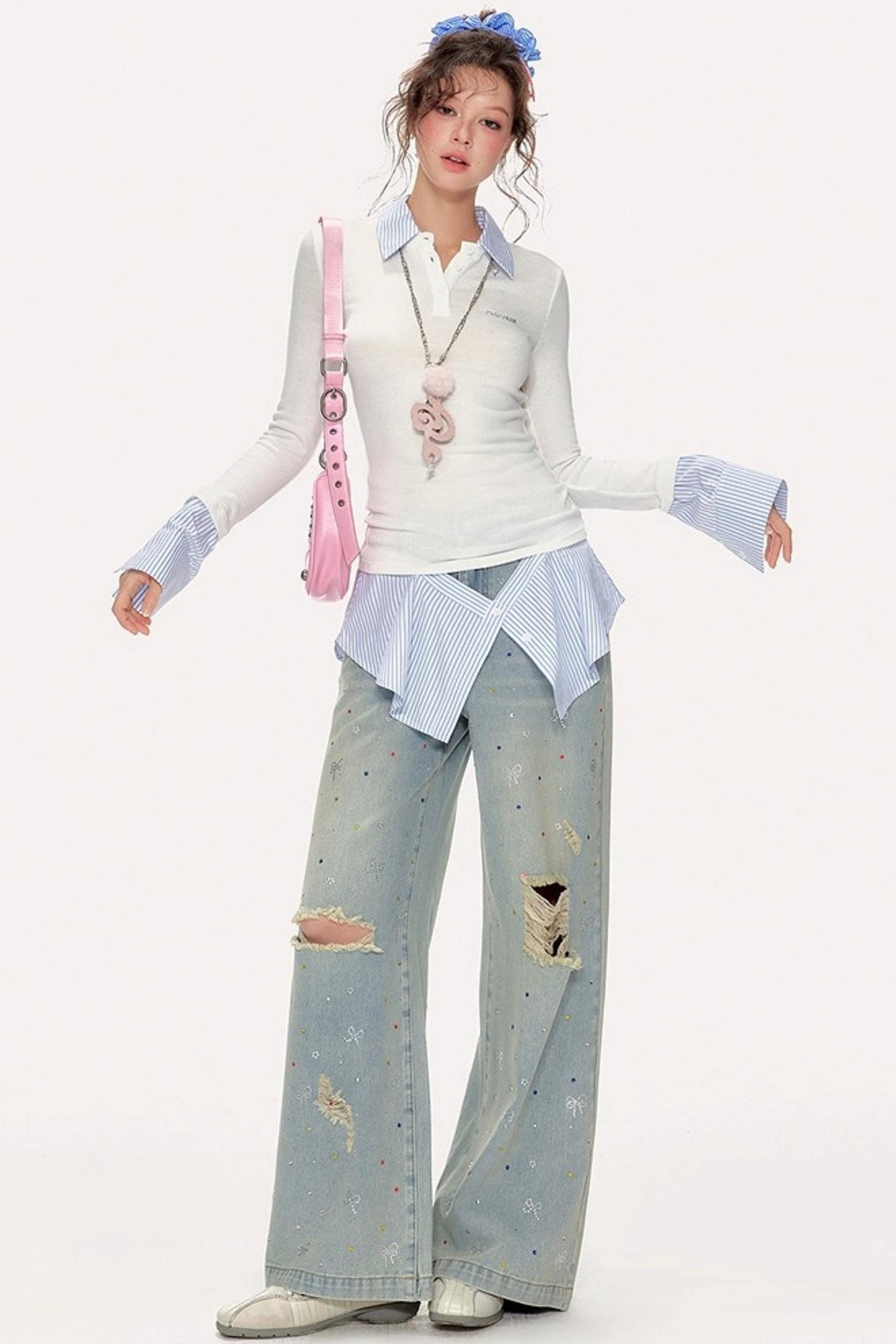 Fake Two-Piece Preppy Knit Sweater