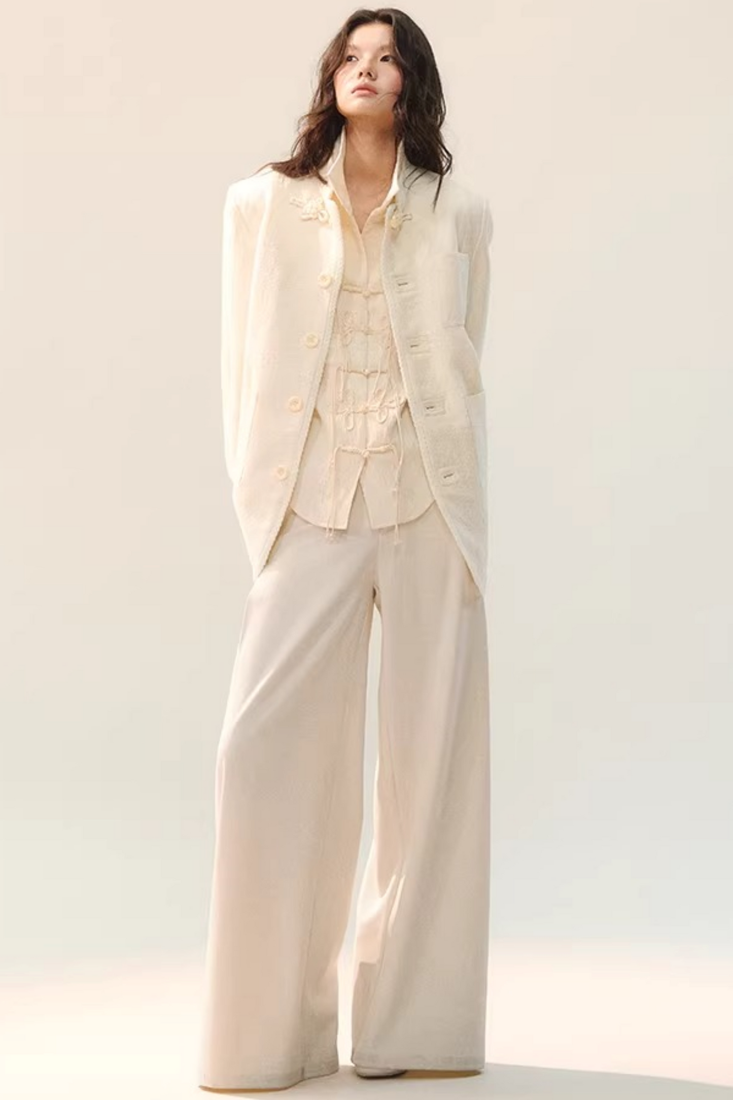 플리츠 섀도우 엘레강스 블라우스