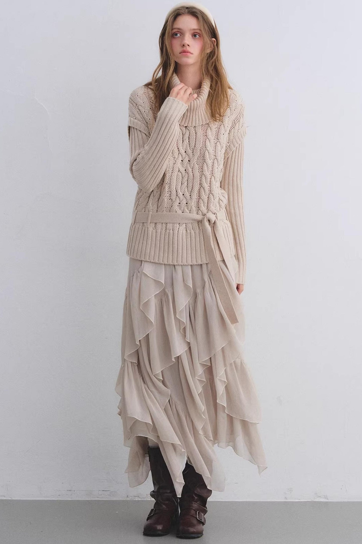 Elastic Chiffon Draping Skirt