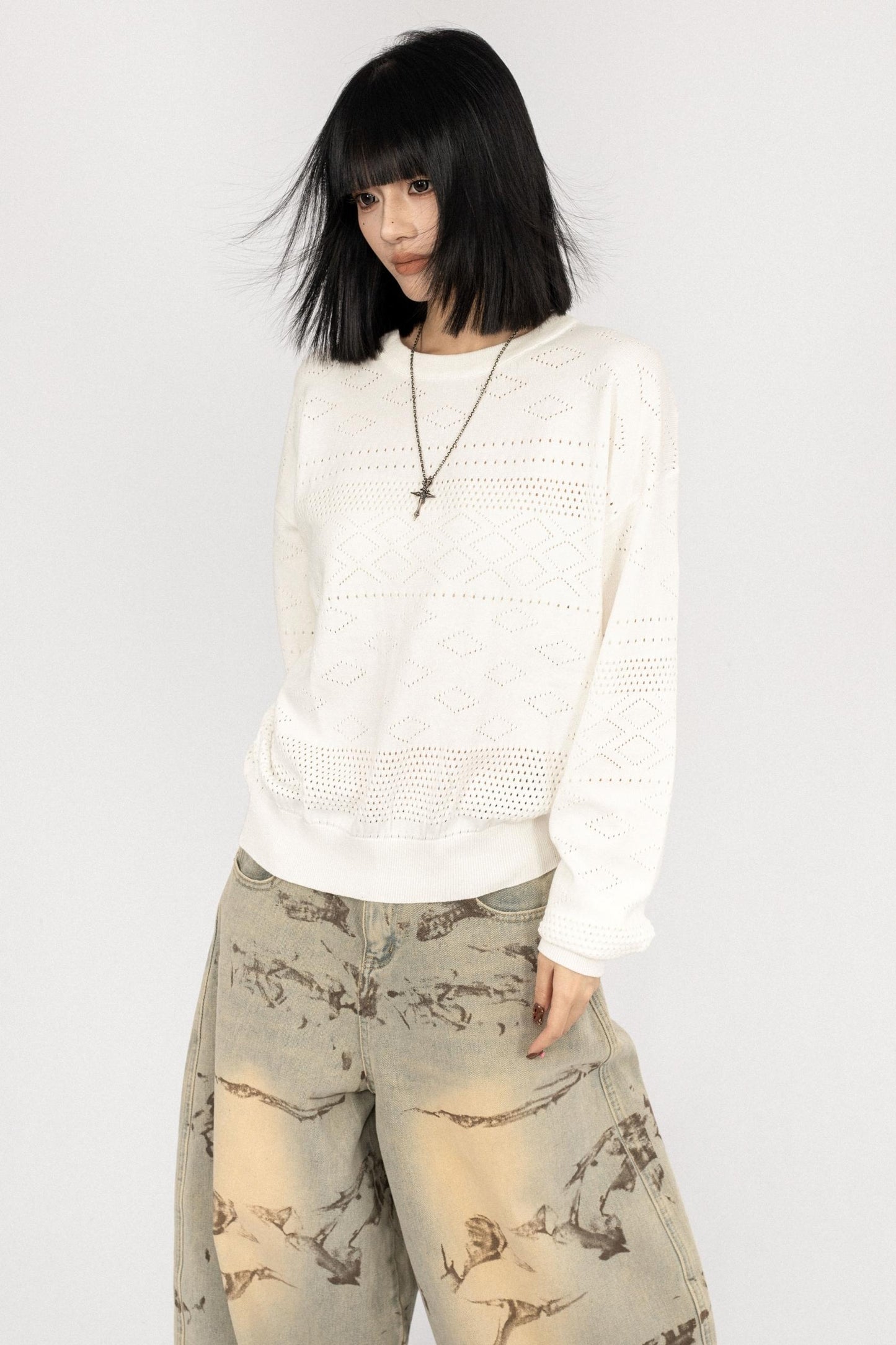 Simple Black Knitwear Sweater