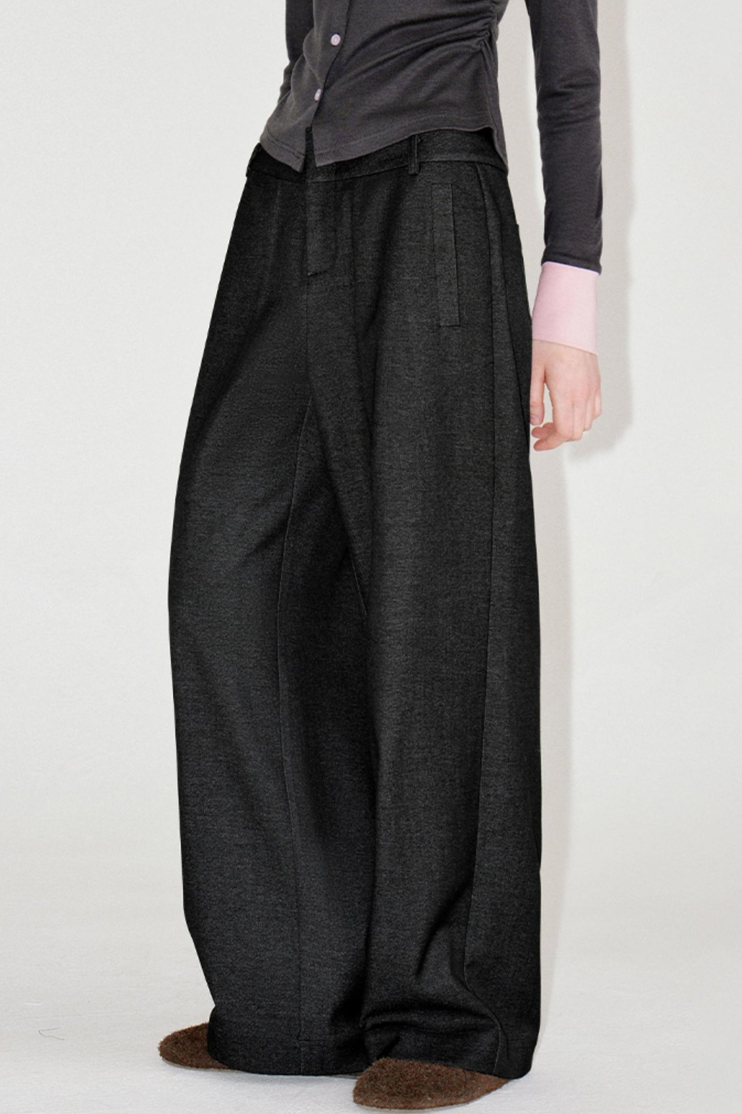Sophisticated Double-Waistband Suit Pants