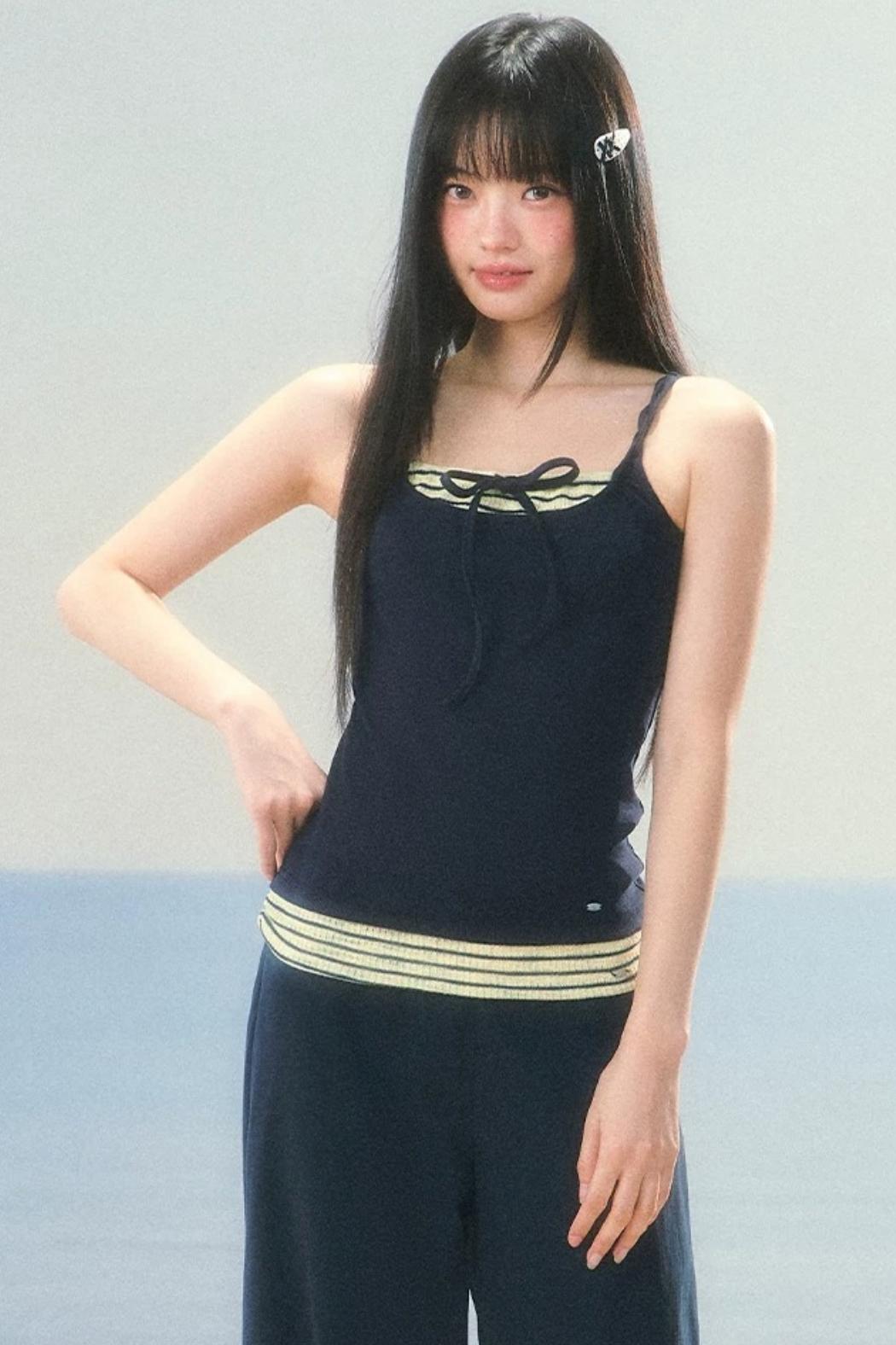 Striped Color-Blocked Camisole Top Set-Up