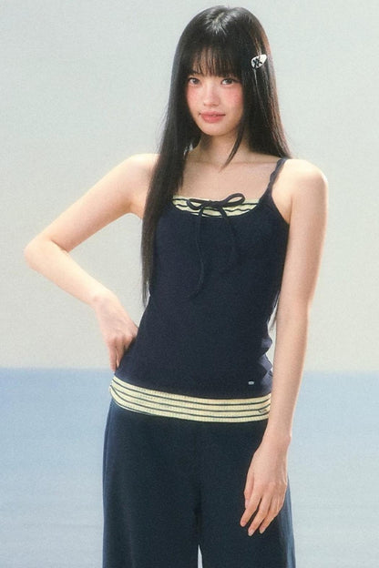 Striped Color-Blocked Camisole Top Set-Up