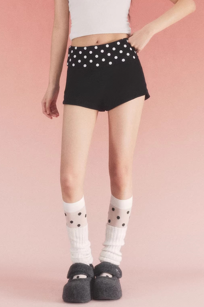 Retro Polka Dot Pleated Shorts
