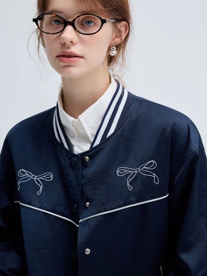 Casual Style Contrast Embroidery Jacket